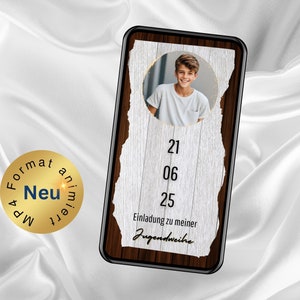 Digital invitation youth consecration rustic, eCard confirmation, youth consecration WhatsApp invitation, animated invitation card youth consecration, boy