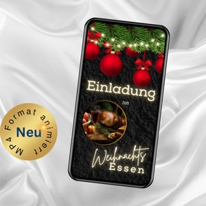 eCard Einladung zum Weihnachtsessen, digitale Weihnachsteinladung, personalisierte Weihnachtskarte, WhatsApp Einladung Weihnachtsessen