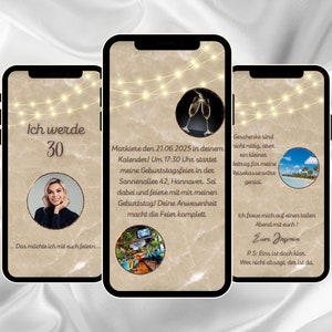 Invitation 30e anniversaire numérique, invitation 30e anniversaire WhatsApp, carte d’invitation à dîner, invitation anniversaire papier kraft, photo eCard