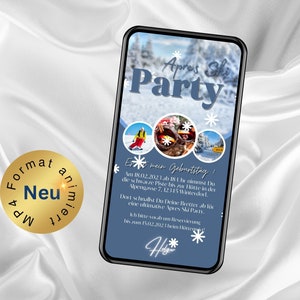 eCard Apres Ski verjaardagsuitnodiging, WhatsApp verjaardagsuitnodiging, gepersonaliseerde uitnodiging, digitale uitnodiging verjaardag, winterfeest