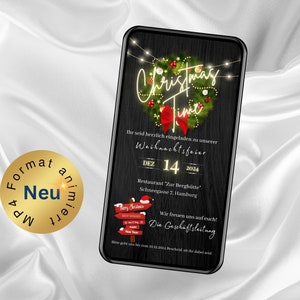 Tarjeta electrónica de invitación a fiesta de Navidad con música, tarjeta de Navidad animada, invitación a fiesta de Navidad, invitación personalizada, Tiempo de Navidad