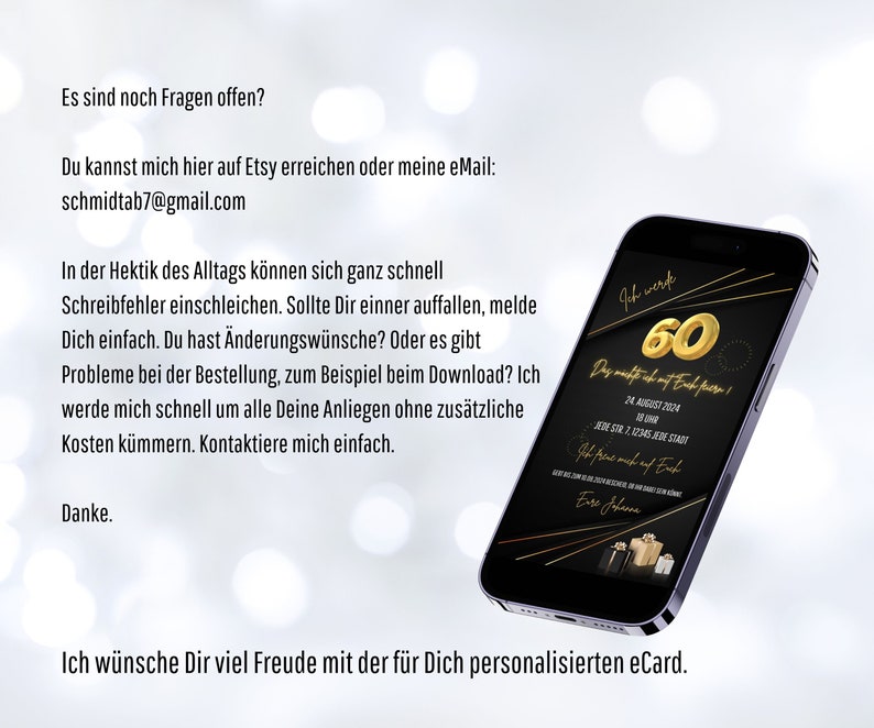 Einladung Zum 60 Geburtstag Per Whatsapp Digitale Einladung Geburtstag eCard zum versenden per WhatsApp