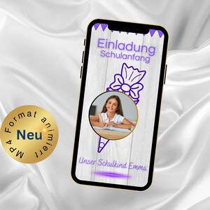 convite eCard para matrícula escolar cone roxo da escola | Cartão de matrícula escolar via WhatsApp | De volta às aulas | criança em idade escolar | convite digital personalizado