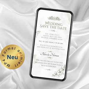 Invito animato matrimonio Save the Date, stile estetico boho eCard, invito a nozze, invito matrimonio WhatsApp, personalizzato, digitale