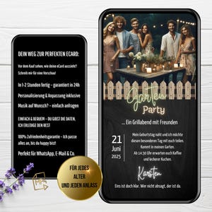 Digital invitation garden party rustic | WhatsApp invitation barbecue party | eCard birthday | summer party invitation animated