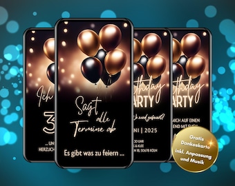 Party eCard invitation for 30, 40, 50, 60 birthday, digital birthday invitation, birthday invitation with picture