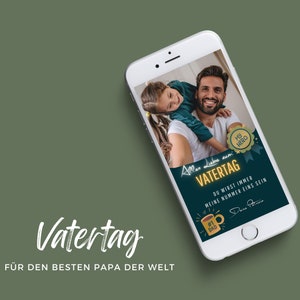Carte de voeux numérique Fête des pères, eCard Carte fête des pères WhatsApp avec photo, carte de remerciement Fête des pères, carte de voeux fête des pères personnalisée et musique