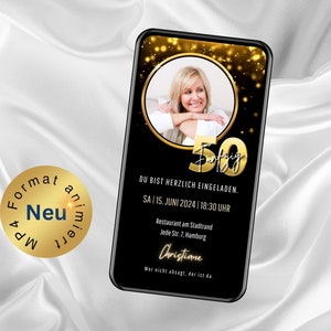 Invito digitale con foto, eCard WhatsApp per 30°, 40°, 50° compleanno, animato, personalizzato con musica, invito di compleanno moderno