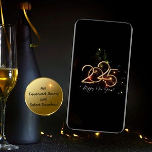 Saudações animadas de Ano Novo Feliz Ano Novo 2025, Saudações de Ano Novo via WhatsApp, Cartão de Ano Novo com fogos de artifício, Saudações digitais de Ano Novo 2025