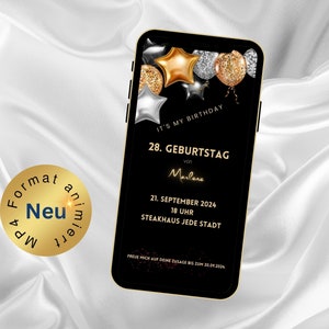 Invitation de fête d'anniversaire eCard 20e 30e 40e 50e | cartons d'invitation animés personnalisés | invitations numériques WhatsApp | Feux d'artifice
