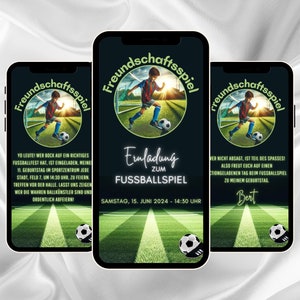 Convite digital de aniversário infantil tema futebol com imagem animada eCard com música pode ser personalizado e enviado imediatamente via WhatsApp