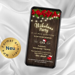 eCard Nikolaus Geburtstag Party Einladung Musik, personalisierte Einladung, WhatsApp Geburtstags Einladung, digitale Geburtstagseinladung