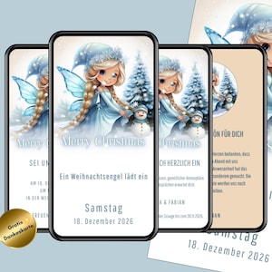 Weihnachtsessen Einladung Familie, Weihnachtseinladung für Freunde, Weihnachtsessen Einladung, digitale Weihnachtskarten personalisiert