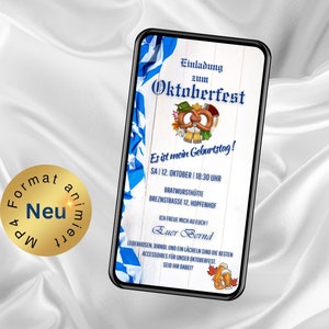 eCard digital invitation Oktoberfest Wiesn beer party, WhatsApp birthday invitation, personalized invitation, Oktoberfest, theme party