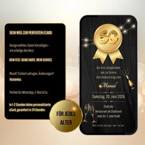 Einladung 30 40 50 Geburtstag, digitale Einladung 50.Geburtstag, WhatsApp Einladung 50.Geburtstag, ecard 50.Geburtstag, runder Geburtstag
