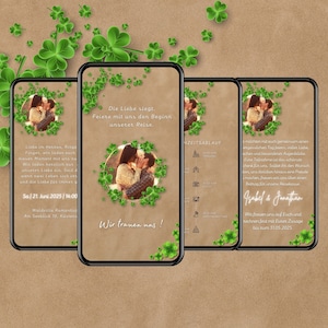 Tarjeta de invitación de boda electrónica, tarjetas de invitación de boda online, anunciar boda vía WhatsApp, tarjeta de invitación de boda papel kraft, con música