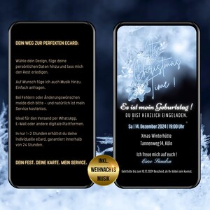 Digitale Einladung Geburtstag Its Christmas Time, Geburtstags Party Einladung, digitale WhatsApp Einladung, animierte Einladungskarte