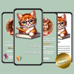 Convite eCard para introdução à escola, cartão digital de matrícula escolar do WhatsApp, criança em idade escolar, início das aulas, cartão animado de início da escola, matrícula escolar