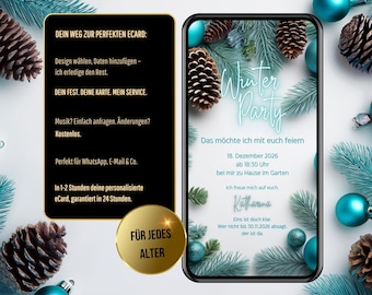 eCard Winter Party Invitation, WhatsApp Birthday, Woman's Birthday, Mulled Wine Party, Winter Barbecue