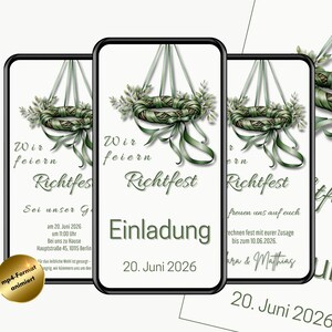 Digitale eCard-uitnodiging voor topping-ceremonie, uitnodiging topping-out-ceremonie WhatsApp, topping-ceremonie-uitnodiging, uitnodiging voor woningbouwhulpfeest, woningbouwhulpfeest