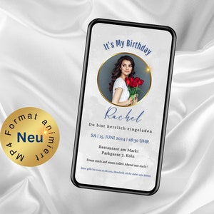 eCard birthday party invitation 20th, 30th, 40th, 50th, invitation via WhatsApp, digital invitation birthday, personalized, minimalist