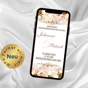 eCard huwelijksuitnodiging eenvoudig, digitale kaart voor de uitnodiging voor de bruiloft, verzenden via WhatsApp, gepersonaliseerde trouwkaart