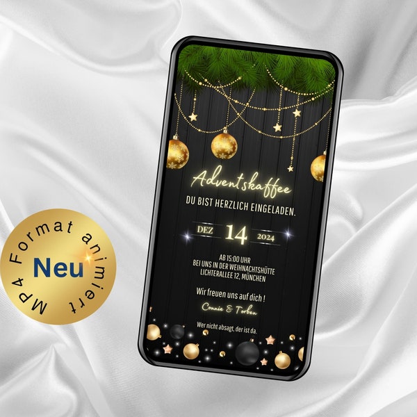 Animated invitation Advent coffee, eCard Advent, digital Advent celebration, personalized invitation, eCard Christmas invitation via WhatsApp