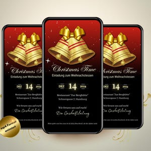 eCard Christmas Time uitnodiging voor kerstdiner met muziek, geanimeerde eCard Kerstuitnodiging, uitnodigingskaart voor diner, gepersonaliseerd