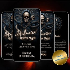 eCard Halloween Party Invitation, Halloween Invitation Card, Halloween Birthday, Spooky Night, Halloween Skull, Halloween on October 31st