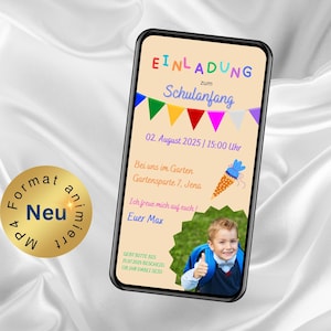 Convite digital colorido de volta às aulas com foto, matrícula escolar eCard, convite de volta às aulas do WhatsApp, cartão de convite animado de volta às aulas