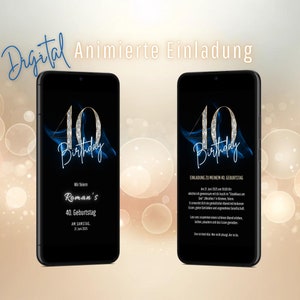 Invito WhatsApp 40° compleanno - elegante eCard personalizzata - biglietto d'auguri digitale - biglietto d'invito animato che può essere inviato immediatamente