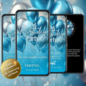 ecard birthday balloon, WhatsApp ecard birthday, invitation with music, digital invitation birthday, birthday ecard
