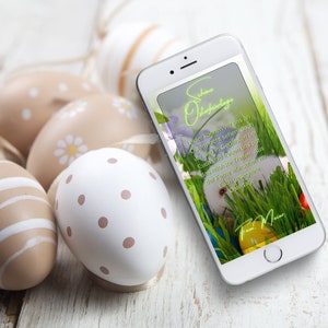Carte de voeux numérique Joyeuses Pâques, envoyer une carte de Pâques personnalisée via WhatsApp, carte de voeux animée de Pâques, chasse aux œufs de Pâques en ligne