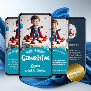 Digitale uitnodiging voor kinderverjaardag, uitnodiging voor superheldenverjaardag, uitnodiging voor kinderverjaardag, uitnodiging voor kinderverjaardagsballon