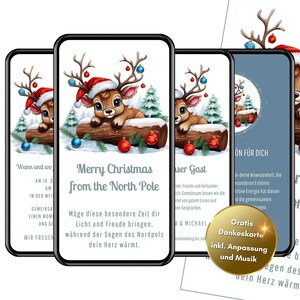 digitale Einladung Weihnachten, WhatsApp Weihnachten, ecard Merry Christmas, digital Weihnachtskarte, Weihnachten Rentier, eCard Weihnachten