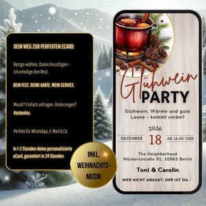 WhatsApp Einladung Glühwein Party, digitale Einladung Glühwein Party, Einladung Glühwein trinken, eCard Glühwein Party, Einladungskarte