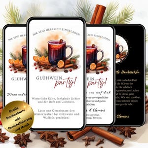 Zaproszenie WhatsApp na imprezę z grzanym winem, zaproszenie cyfrowe, zaproszenie do wypicia grzanego wina, imprezę zimową z grzanym winem w ogrodzie, imprezę z grzanym winem eCard