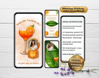 Aperol Spritz Einladung digital | lustige Sommerparty Einladung per WhatsApp | Gartenparty Einladung Aperol | eCard Geburtstag