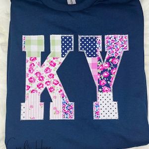 Embroidered KY Shirt, Floral KY Shirt, Kentucky Shirt Embroidered