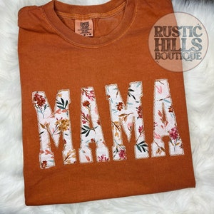 Fall Embroidered Shirt, Mama Embroidered Tee