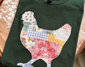 Embroidered Chicken Shirt, Embroidered Chicken Tee, Chicken TShirt