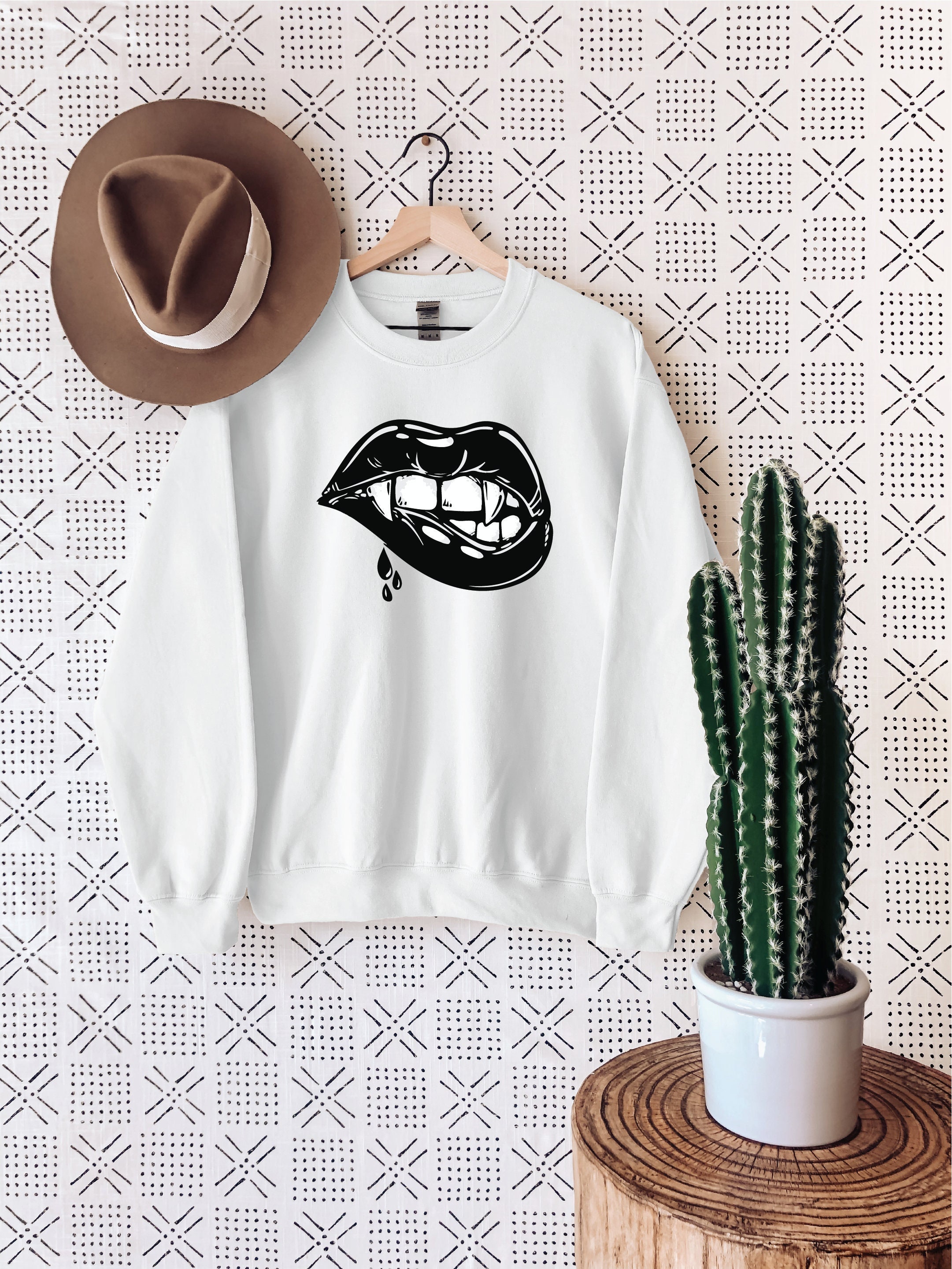 Discover Vampire Lips Sweatshirt, Halloween Sweatshirt