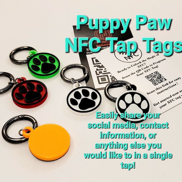 Puppy Paw Tap Tag - Unlock Connections with Custom NFC Tags - Digital Business Card - Kaychain - Share Your Social Media