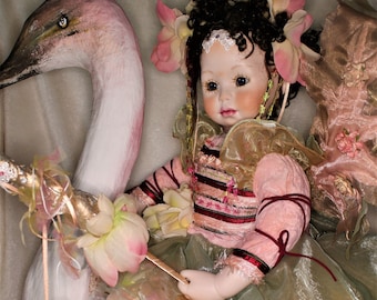 Fairy Sakura and Her Swan haunted doll - positive energy, love and light, abundant, entuned with nature, visions, peaceful,