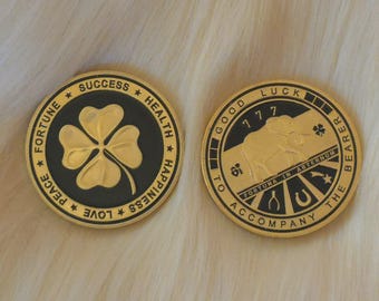 Lucky Golden Clover Coin - SPELLED ITEM - Perfect Fae offering gift - manifest good luck, success, offering gift. - Lunasinn