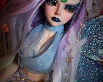 OOAK LUNASINN BJD - Aurn water fae Haunted Doll - Truth Seeker, Protection, Justice, loyal, thunderstorms, rain, water element - LunasINN