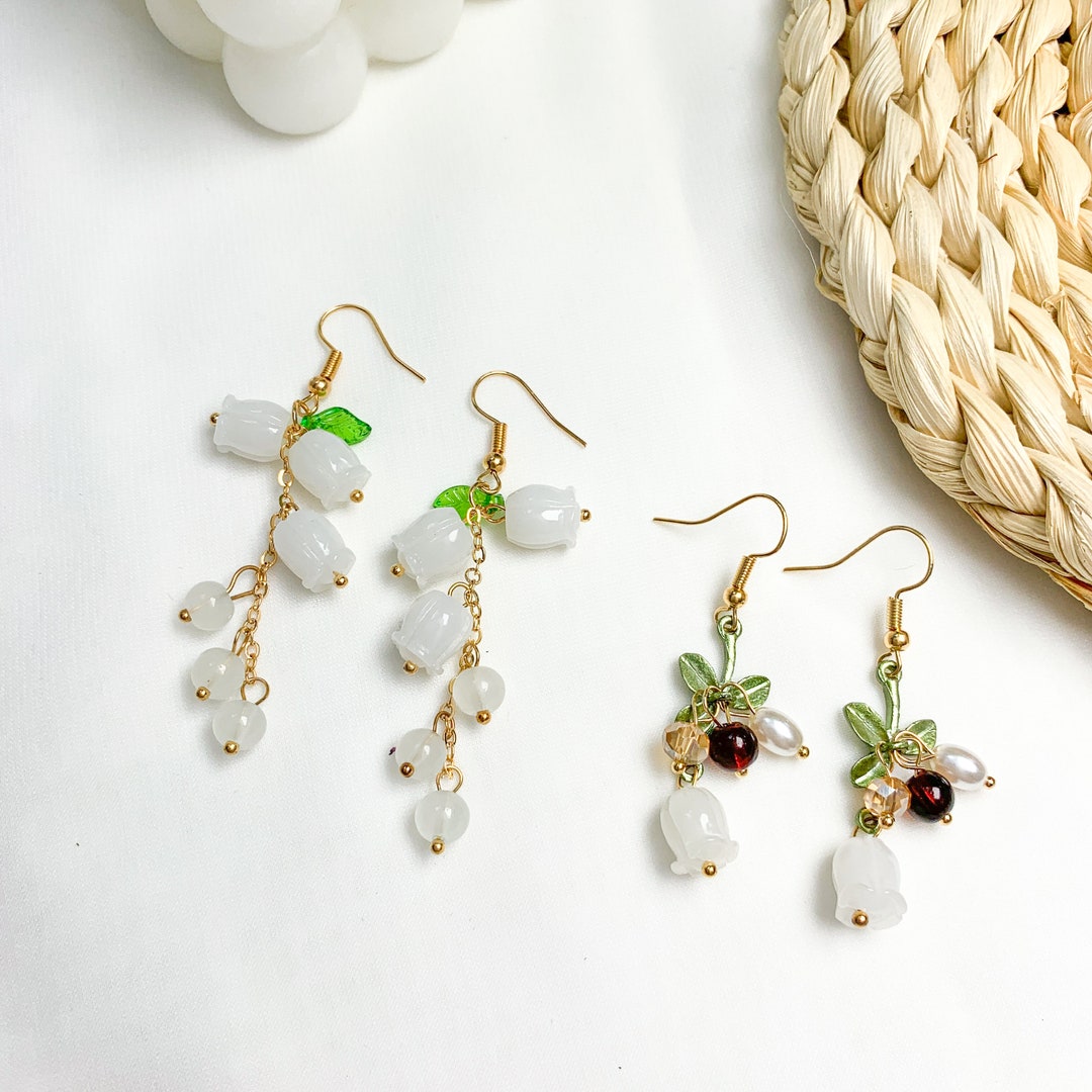 Lily of the Valley Flower Earringsresin Dangle Etsy