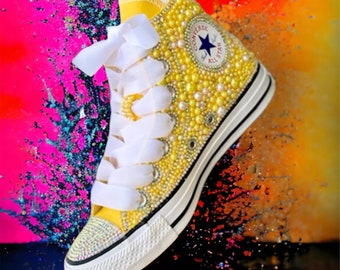 Custom Pearl Bling Converse, Bridal HighTops