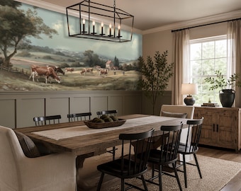 Vintage Pasture Landscape Wall Mural Peel and Stick