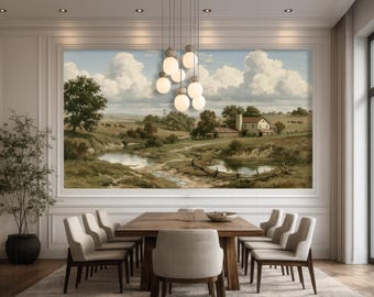 Vintage Country Landscape Wall Mural Peel and Stick